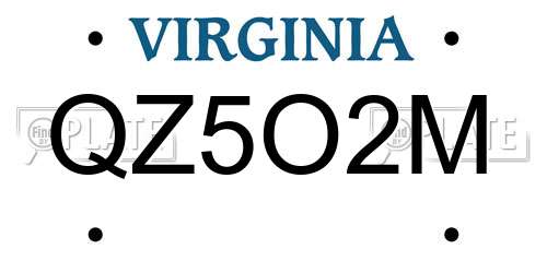 QZ5O2M Virginia License Plate