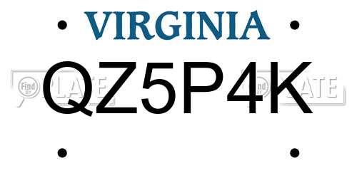 QZ5P4K Virginia License Plate