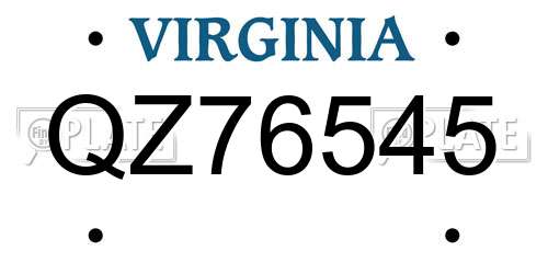 QZ76545 Virginia License Plate