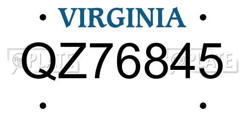 QZ76845 Virginia License Plate