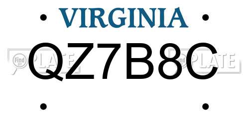 QZ7B8C Virginia License Plate