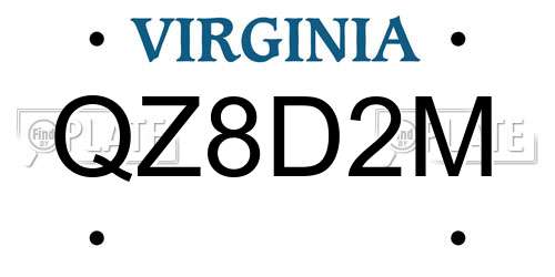 QZ8D2M Virginia License Plate
