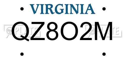 QZ8O2M Virginia License Plate
