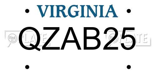 QZAB25 Virginia License Plate