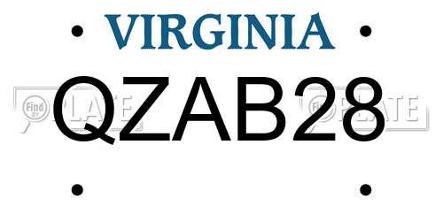 QZAB28 Virginia License Plate