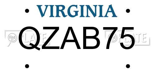 QZAB75 Virginia License Plate
