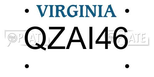 QZAI46 Virginia License Plate