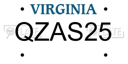 QZAS25 Virginia License Plate