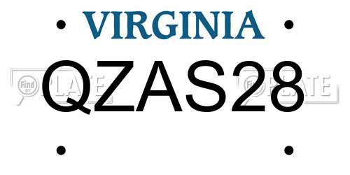 QZAS28 Virginia License Plate