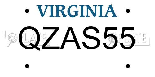 QZAS55 Virginia License Plate