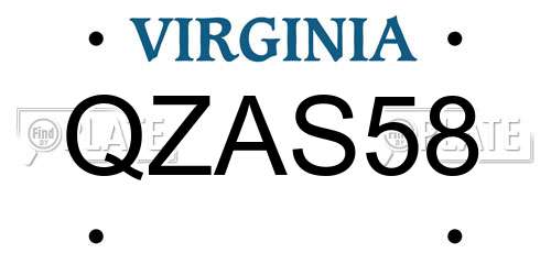 QZAS58 Virginia License Plate