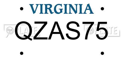 QZAS75 Virginia License Plate