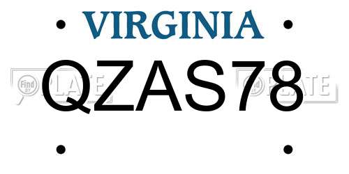 QZAS78 Virginia License Plate
