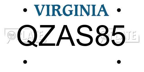 QZAS85 Virginia License Plate