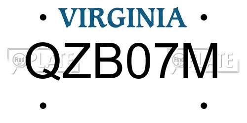 QZB07M Virginia License Plate
