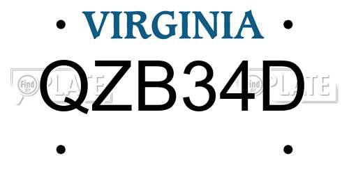 QZB34D Virginia License Plate