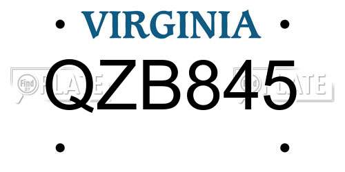 QZB845 Virginia License Plate