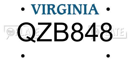 QZB848 Virginia License Plate