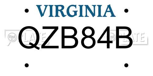 QZB84B Virginia License Plate