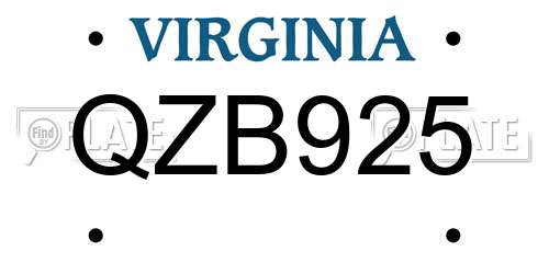 QZB925 Virginia License Plate