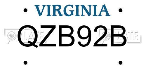 QZB92B Virginia License Plate
