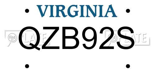 QZB92S Virginia License Plate