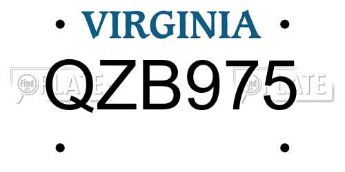 QZB975 Virginia License Plate