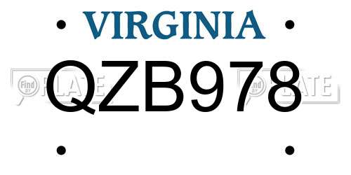 QZB978 Virginia License Plate