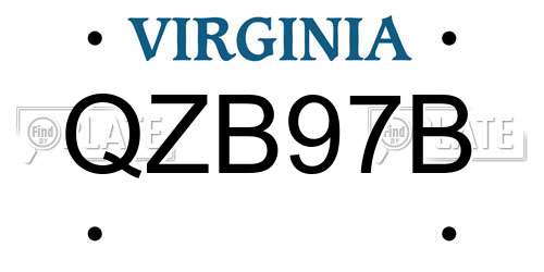 QZB97B Virginia License Plate