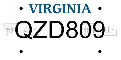 QZD809 Virginia License Plate