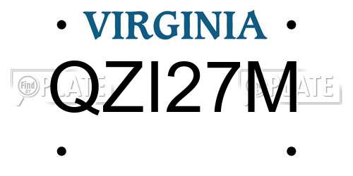 QZI27M Virginia License Plate
