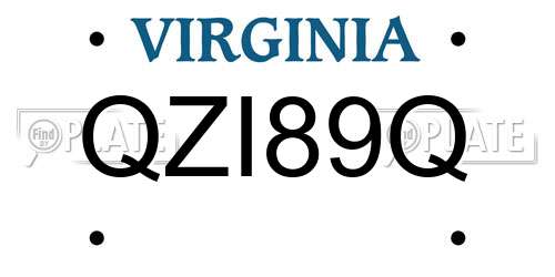 QZI89Q Virginia License Plate