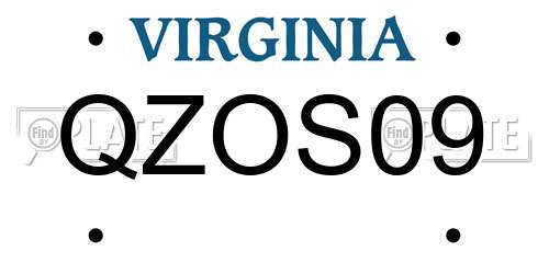QZOS09 Virginia License Plate