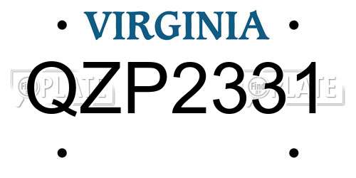 QZP2331 Virginia License Plate