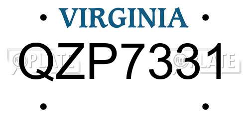 QZP7331 Virginia License Plate