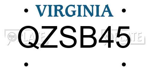 QZSB45 Virginia License Plate