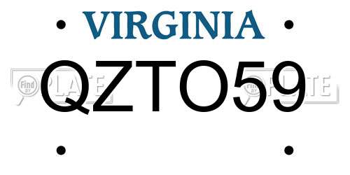 QZTO59 Virginia License Plate
