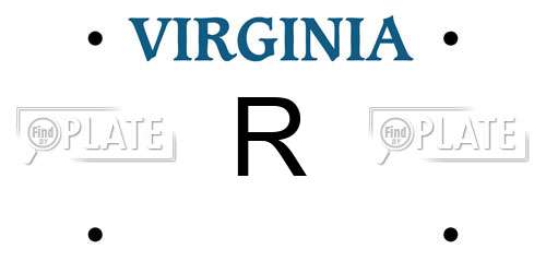 R Virginia License Plate