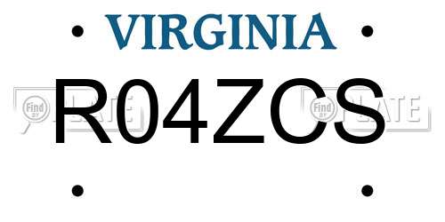 R04ZCS Virginia License Plate