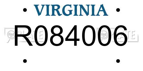 R084006 Virginia License Plate