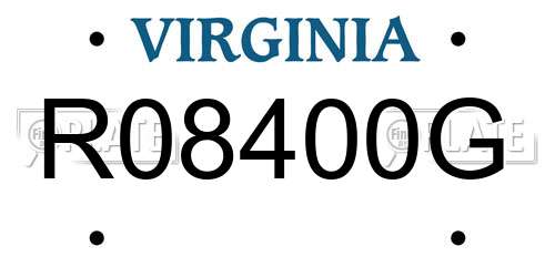 R08400G Virginia License Plate