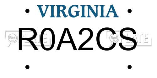 R0A2CS Virginia License Plate