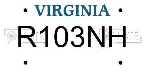 R103NH Virginia License Plate