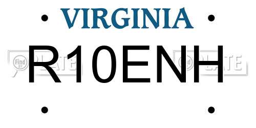 R10ENH Virginia License Plate
