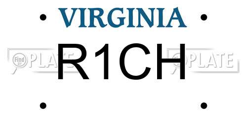 R1CH Virginia License Plate