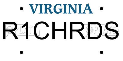 R1CHRDS Virginia License Plate