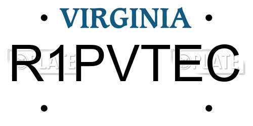 R1PVTEC Virginia License Plate