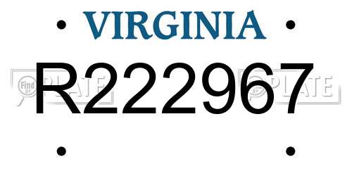 R222967 Virginia License Plate