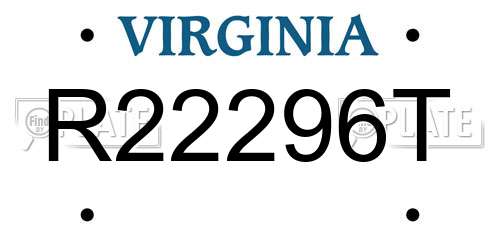 R22296T Virginia License Plate