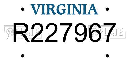 R227967 Virginia License Plate